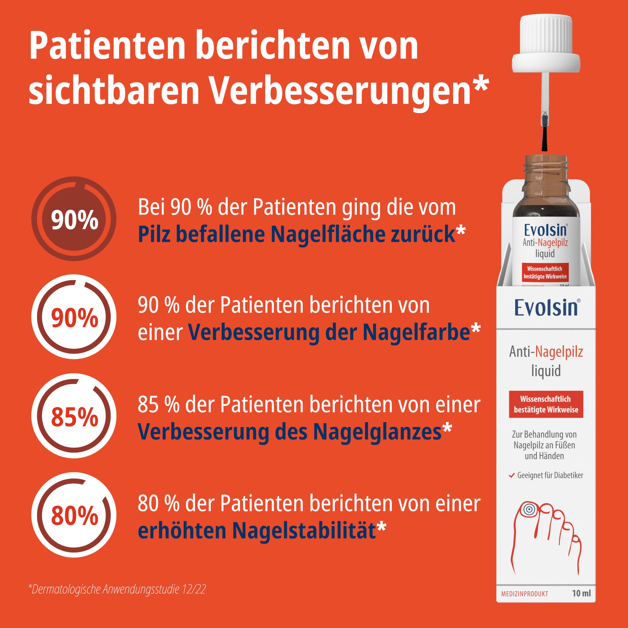 Evolsin® Anti Nagelpilz Liquid Doppelpack - Wissenschaftlich bestätigte Wirkweise I Geeignet für Diabetiker I Medizinprodukt I Nagelpilz Nagellack für Füsse und Hände I Nagelhärter (2x10ml)
