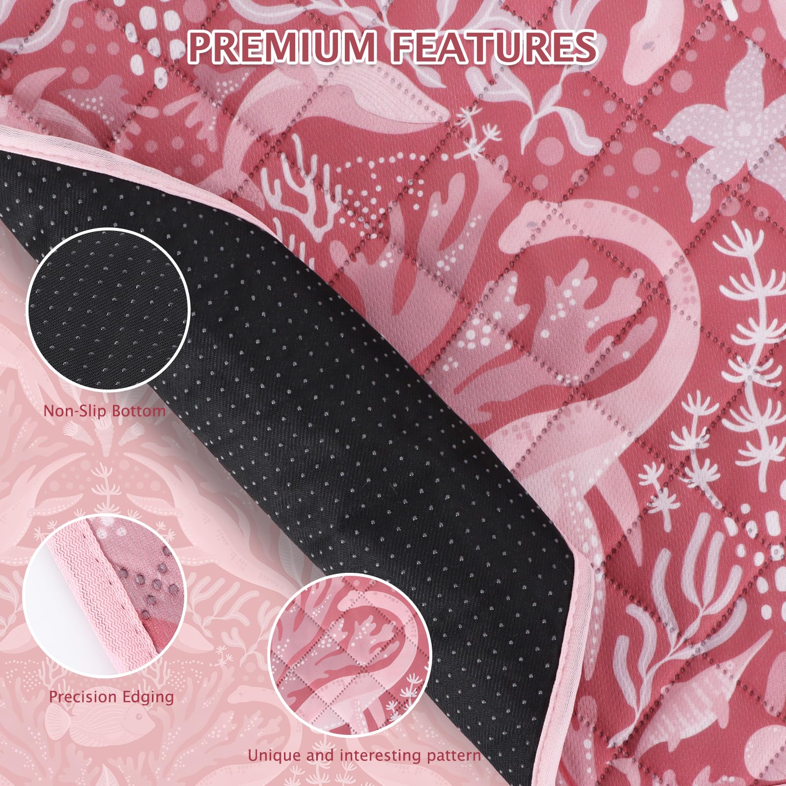 BVAGSS 2 Pezzi Tappetini Assorbenti per Cani, Tappeti Lavabili Riutilizzabili, Antiscivolo, Alta Assorbenza Addestramento traversine per cani XH081 (60x60cm,Dino Pink)