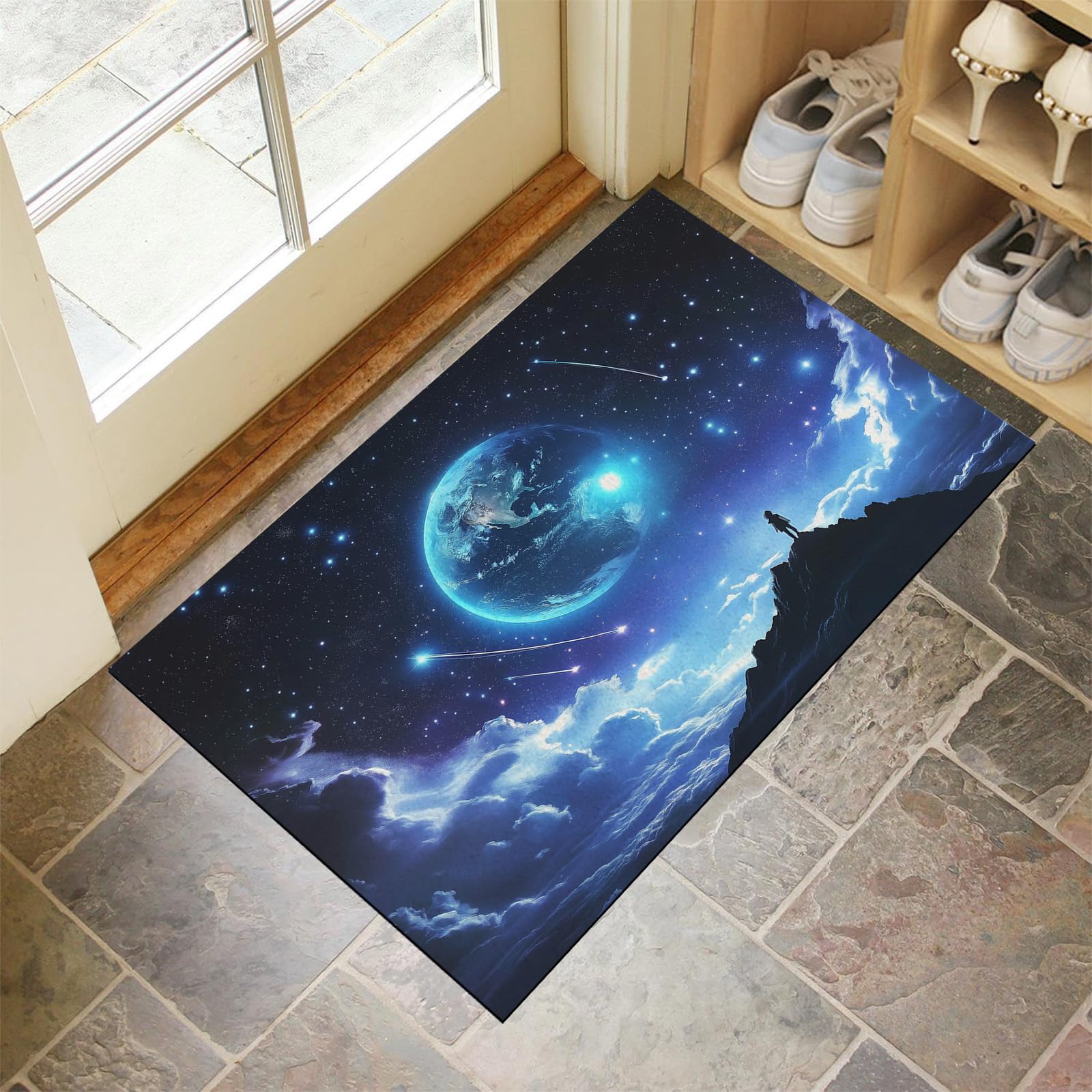Tapis de porte pour couloir et jardin style étoiles filantes 90x140