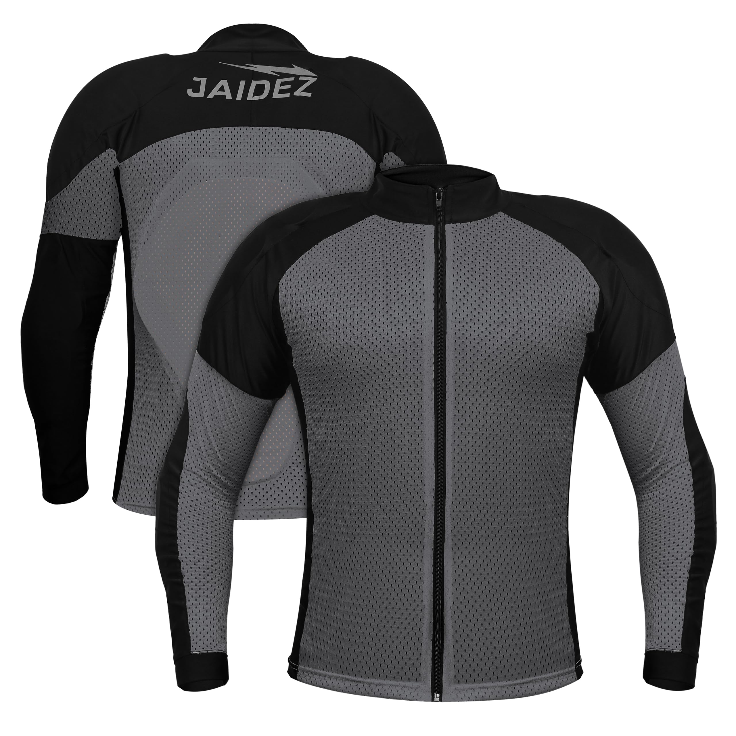 JAIDEZ Motorcycle Armored Shirt for Men & Women Breathable Mesh Motorcycle Protective Riding Gear with CE Protection & Removable Padding for Biker. Grey/Black