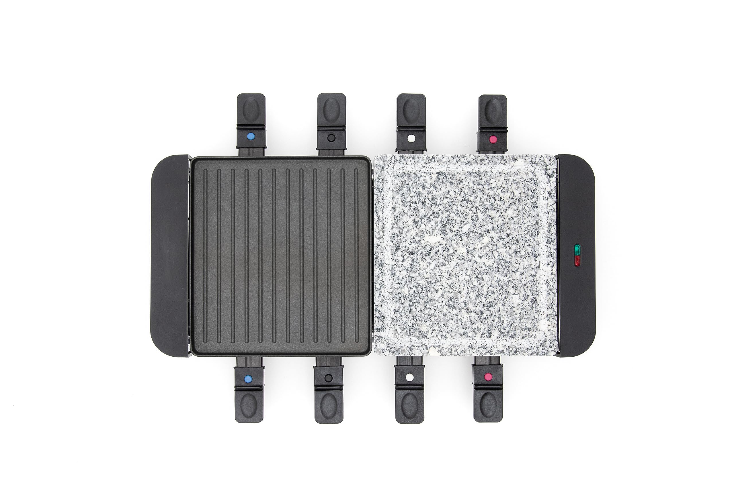 FRITEL RSG 3280 Grill en pierre à raclette - Plaque de cuisson 2 en 1 - Fonction barbecue en pierre et raclette - Plaque de cuisson réversible - 8 poêlons et spatules - 2 à 8 personnes