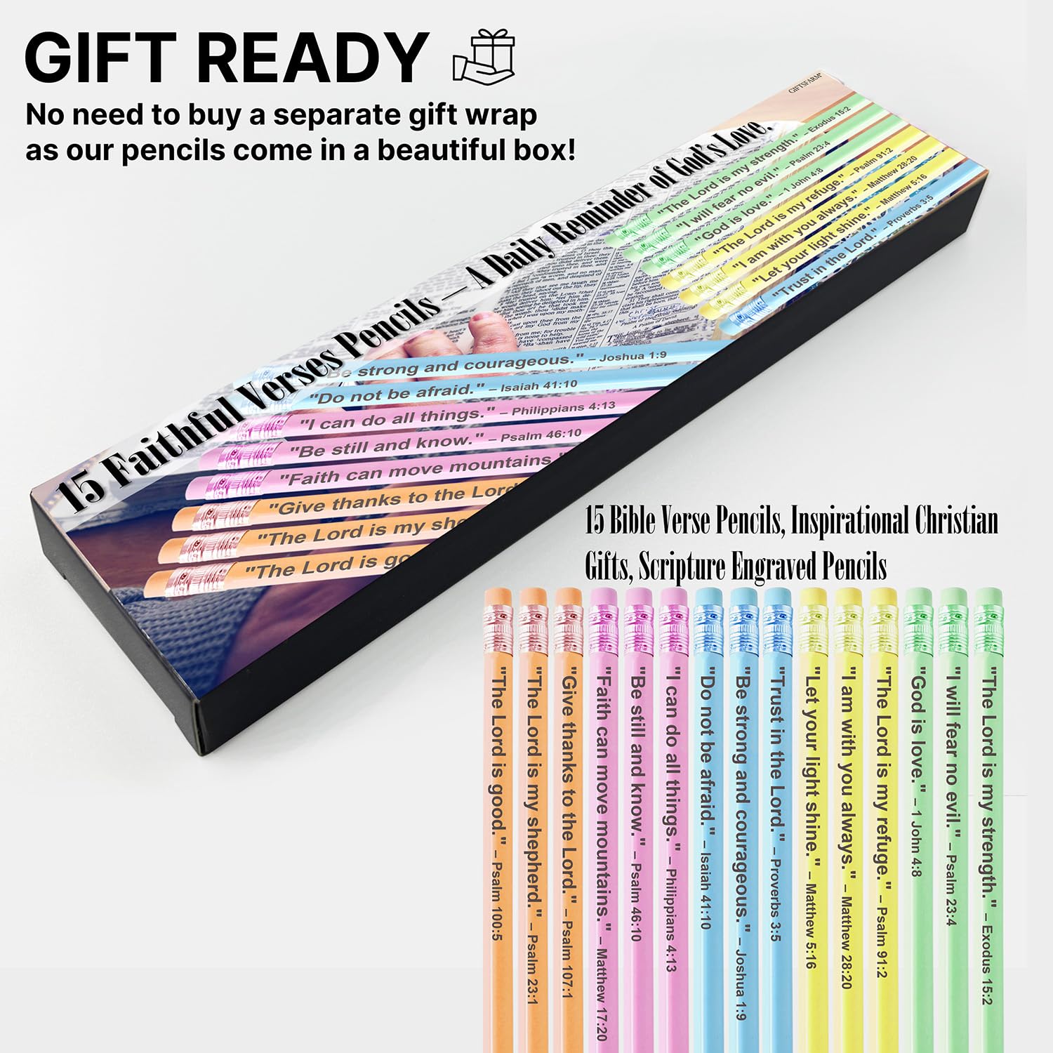 GIFTSFARM Regalos cristianos para mujeres, regalos inspiradores para mujeres, lápices de versículos de la Biblia, regalos para mamá, regalo de graduación, bonitos lápices pastel, regalos de cumpleaños