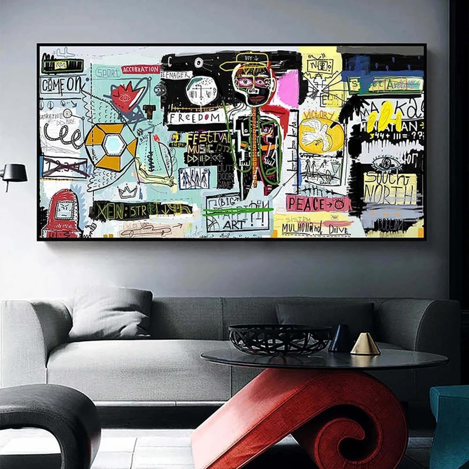 Tableau graffiti urbain grand format pour salon moderne - 8