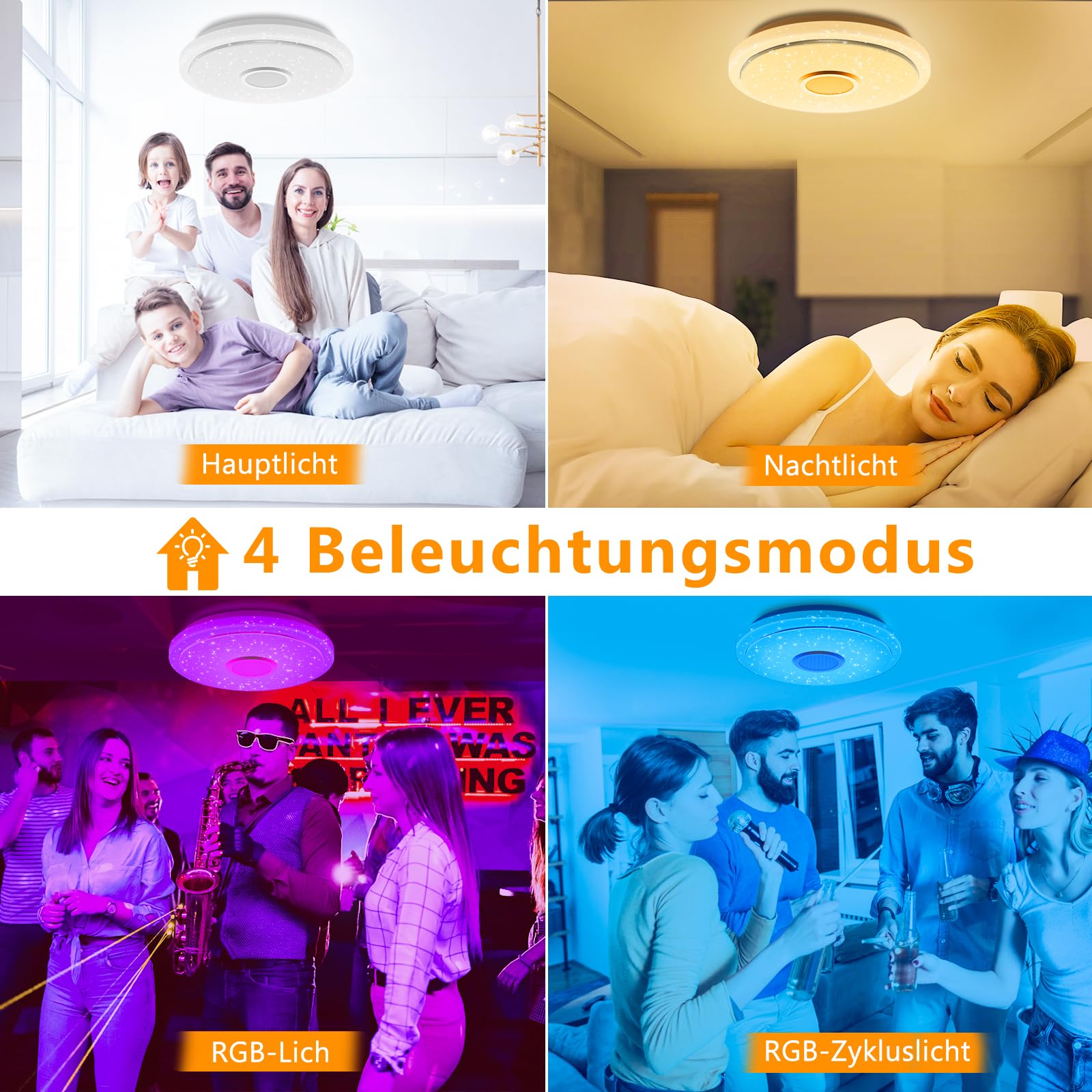 Plafoniera LED Dimmerabile,30CM Lampada da Soffitto RGB Rotonda 3000K-6500K con Telecomando e Altoparlante Bluetooth per Camera da Letto,Soggiorno,Bagno,Sala da Pranzo,Corridoio
