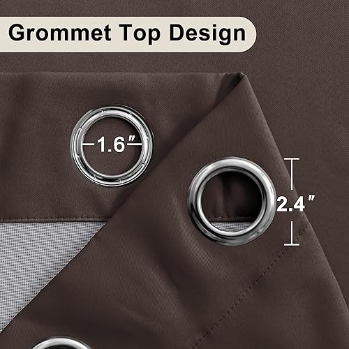 Miniatura 6 de XWZO Cortinas 100% opacas de 54 pulgadas de largo con alzapaños, cortinas de ventana con aislamiento térmico y eficiencia energética, ojales en la