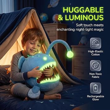 lilizzhoumax Luminous Anglerfish Plush Toy, 28cm/11 Realistic Soft Doll