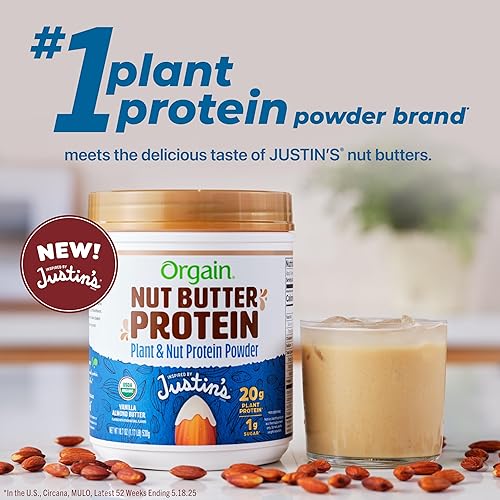 Miniatura 3 de Orgain X Justin's - Proteína en polvo orgánica vegana con mantequilla de nueces, vainilla y manteca de almendra - 20 g de proteína vegetal, 1 g de