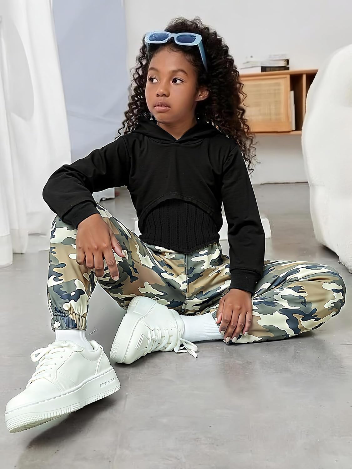 Girls Clothes 3 Piece Outfit Cropped Sweatshirt + Pants + Tank Top, Girls Fall Winter Clothing, Sizes 5-12 Years - Image 3