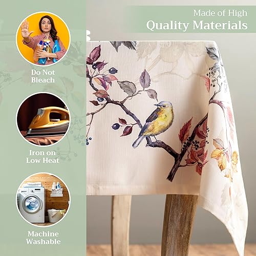 Miniatura 3 de Maison d' Hermine - Mantel rectangular decorativo lavable de 70 x 108 pulgadas, 100% algodón, para cena de vacaciones, boda y comedor, equinoccio,