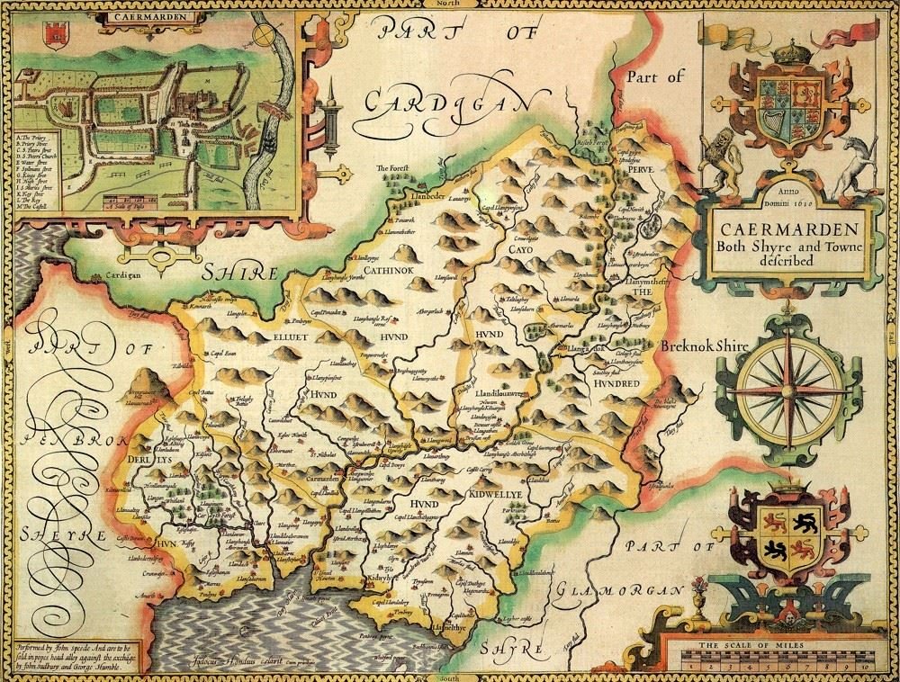 Carmarthenshire Historical 1610 Map 1000 Piece Puzzle PAPERBACK 5060085108034