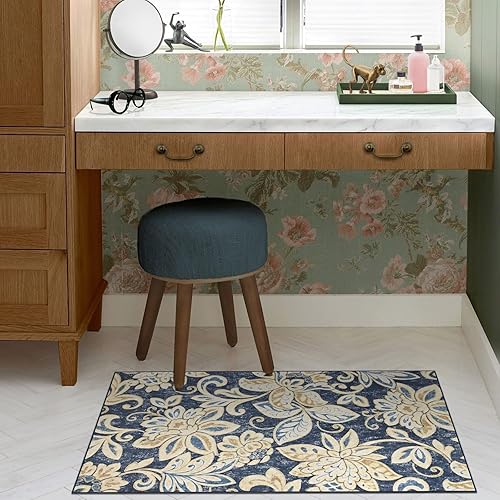 Miniatura 125 de Alfombra de entrada bohemia vintage de 2 x 3 pulgadas, alfombra de entrada pequeña, antideslizante, lavable, tapete para puerta de interior, tapete