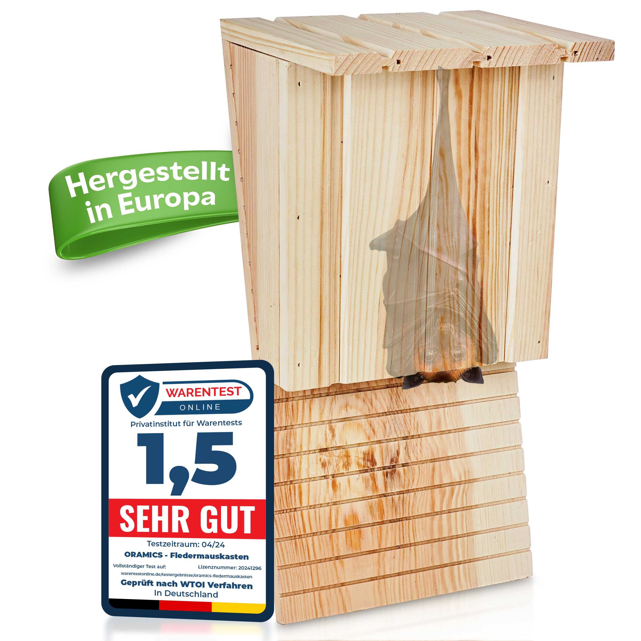 2 Stück Oramics Fledermauskasten aus Kiefernholz [Made in Europe] – Fledermaushaus für den Garten als Unterschlupf und Winterquartier für Fledermäuse – Fledermaus Nistkasten Winter- und Wetterfest