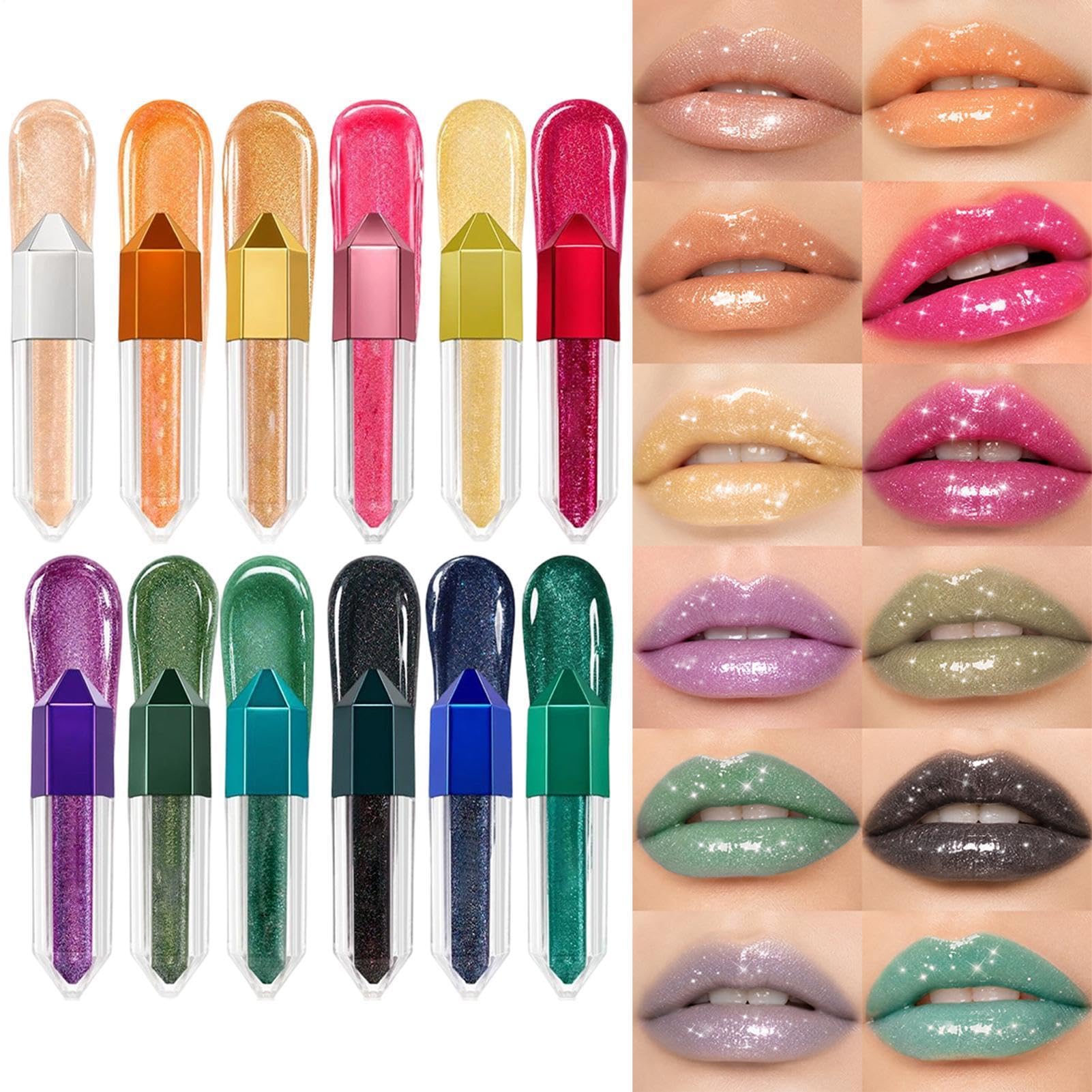 Lucidalabbra Brillante 12 Colori Rossetto Lucido Idratante E Rimpolpante | Lucidalabbra Glow Per Donne Ragazze Fidanzata Feste Shopping Incontri Serate Halloween Festival