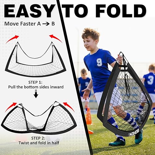 Miniatura 4 de BOHEN 6x4FT Portable Soccer Goal for Kids Backyard with Carry Bag - Easy Folding Lightweight Fun for Outdoor Indoor Training Games for Teen Youth