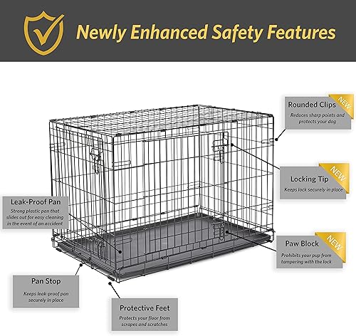 Miniatura 4 de Jaula de metal para perros, con puerta simple o doble, plegable de New World, Puerta doble, 36 - pulgadas, Negro