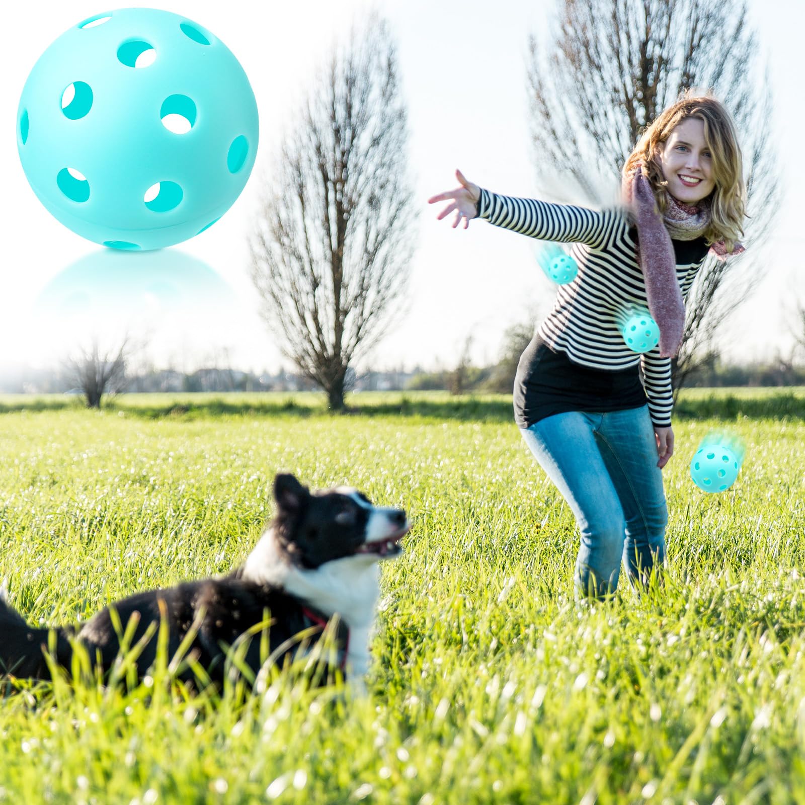 Lunmon 36 Stück Übungsgolfbälle, Baseball, 4,1 cm, kleine Trainingsbälle, Kunststoff, hohle Softbälle mit Kordelzug, für Schlagtraining, Innen- und Außenbereich