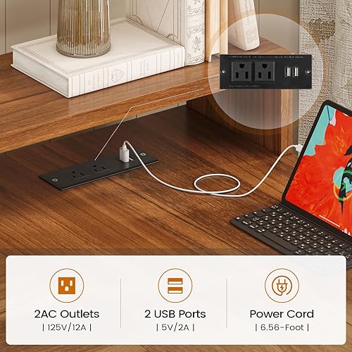 Miniatura 8 de SEDETA - Escritorio de juegos en forma de L con cajones, escritorio de computadora de estilo granja de 55" con cajón de archivos y estantes de