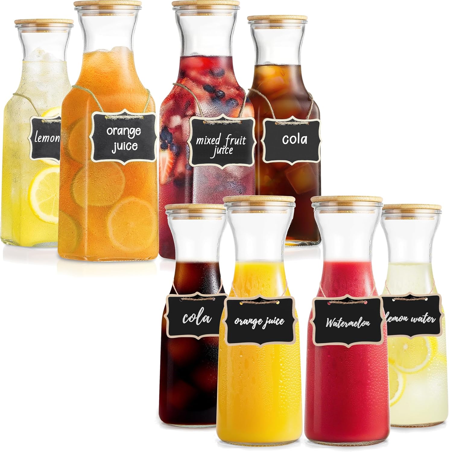 Glass Carafe Square & Round 8 Sets