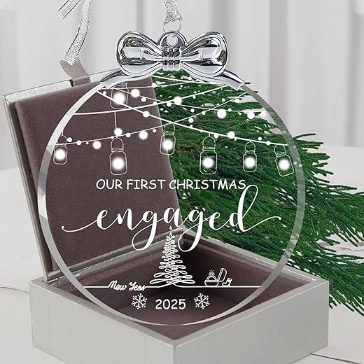 First Christmas Married Ornament 2023 Mr and Mrs Gifts Glass 3", Wedding Gifts for Couples Unique 2023 with Gift Box, Bridal Shower Gift Just Married Ornaments Newlywed Keepsake Gift-Mr Mrs 1