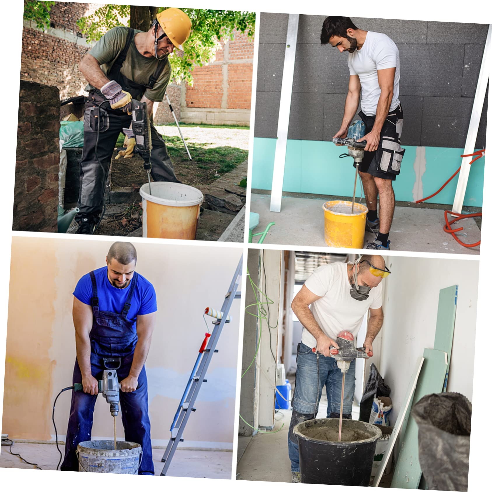 Mikikit 2pcs Paint Stirring Rods Electric Drill Accessories for Cement Concrete Mixing