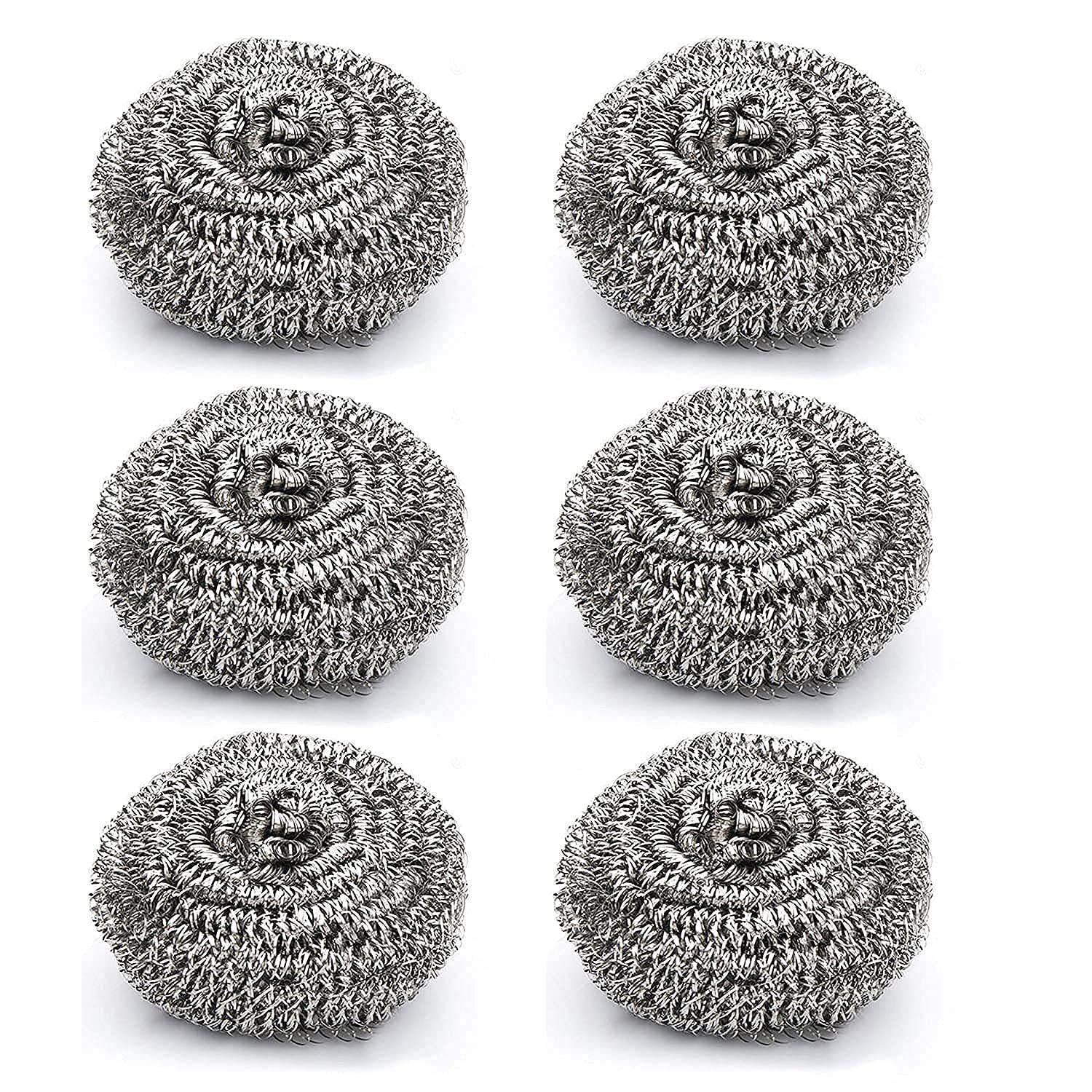 Clannish Scratch Proof Kitchen Utensil Scrubber Pad, Standard Pack of 6 (Steel Scrubber