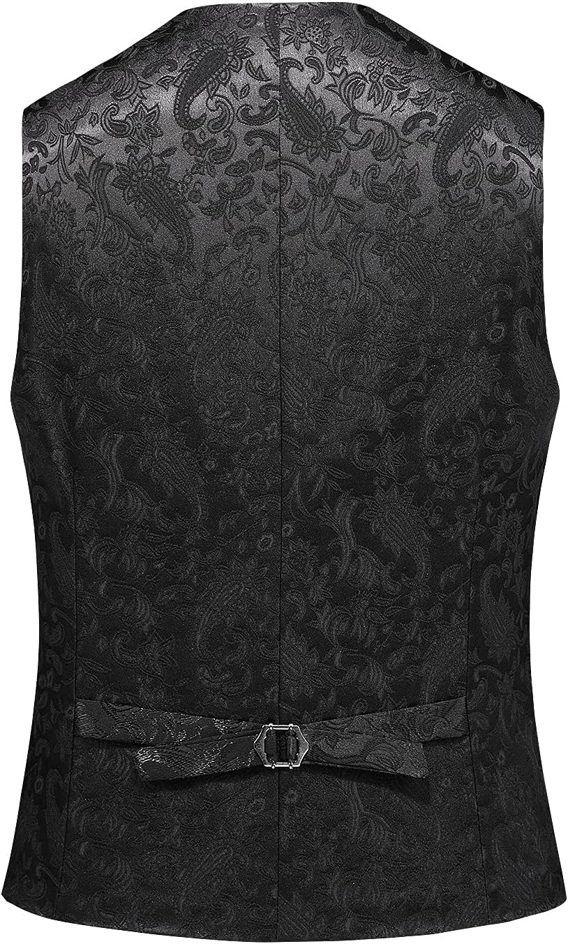 UNINUKOO Mens Suits Slim Fit 3 Piece Jacquard Suit 1 Button Shawl Collar Wedding Formal Tuxedo for Men - Image 3