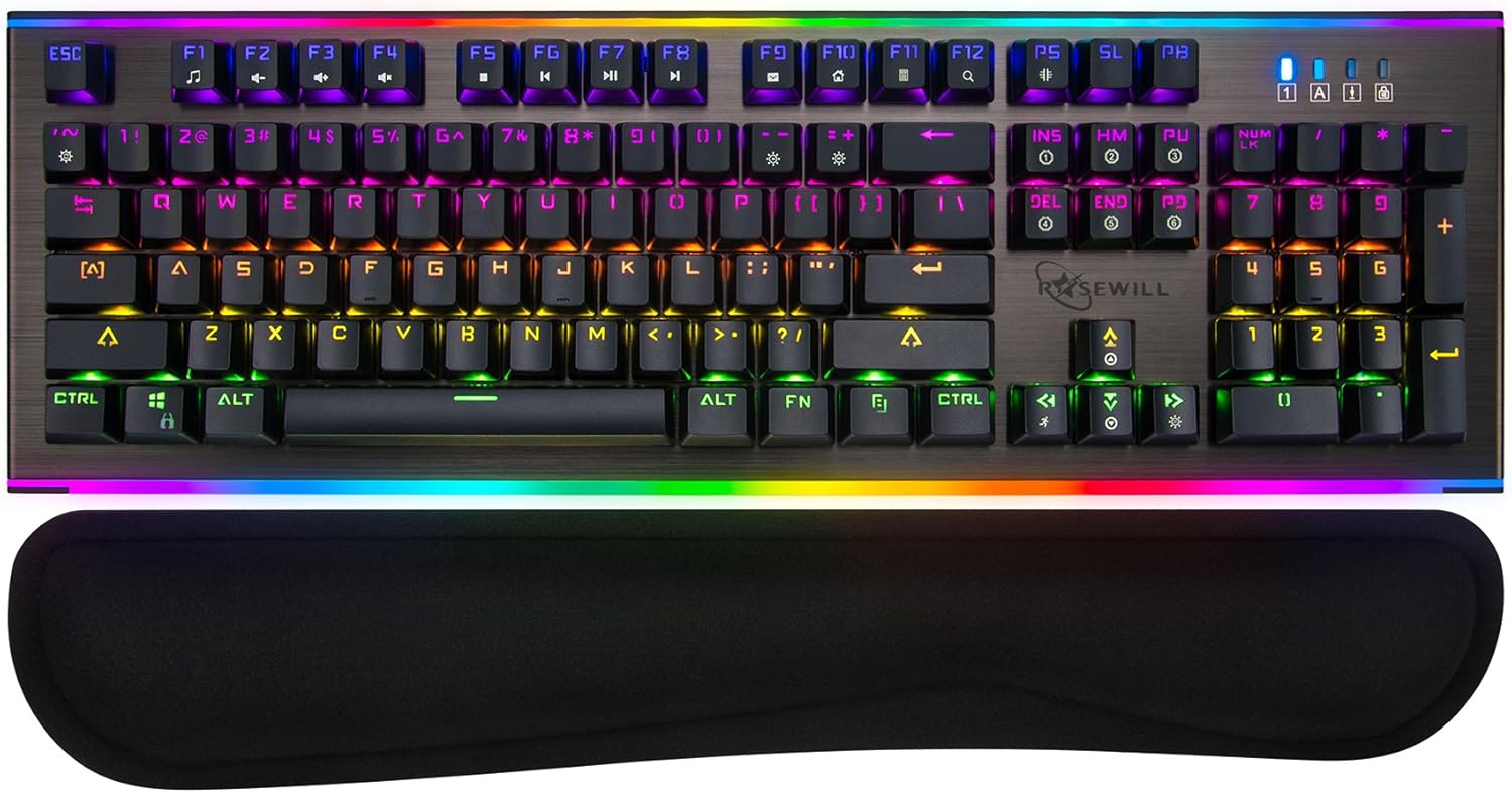 Rosewill RGB Mechanical Gaming Keyboard, LED Backlit RGB Rainbow Rim Lighting, Clicky Gaming Mechanical Switch Keyboard for PC, Laptop, Mac, Software Programmable, Blue Switch - NEON K75