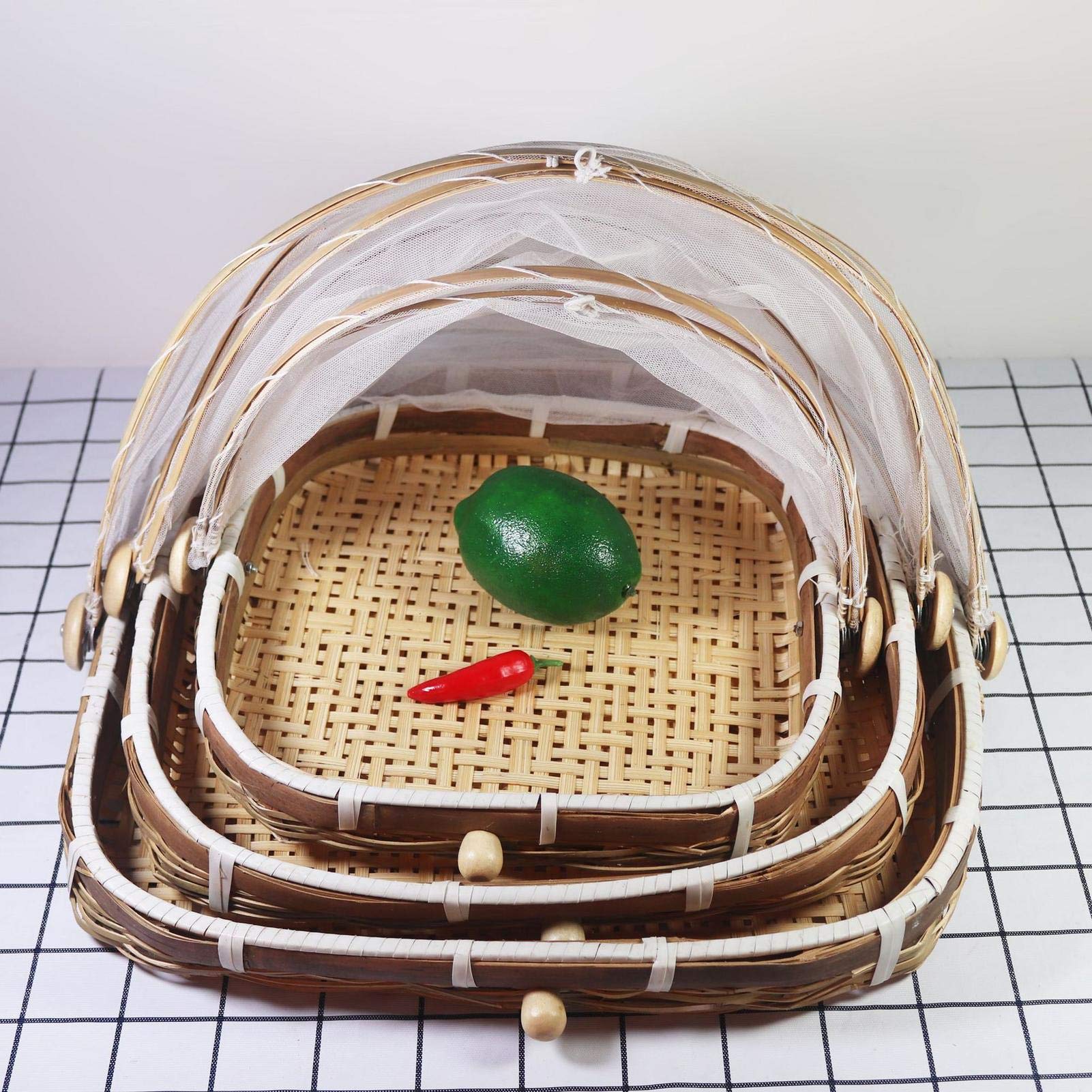 Panier De Pique-Nique Avec Gaze Corbeille A Fruit Tissé à La Main