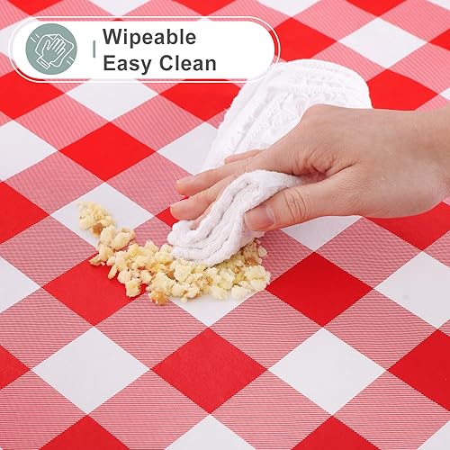 Miniatura 6 de misaya Mantel rectangular de vinilo impermeable, mantel con parte trasera de franela de búfalo, mantel de plástico lavable para cena, picnic, al