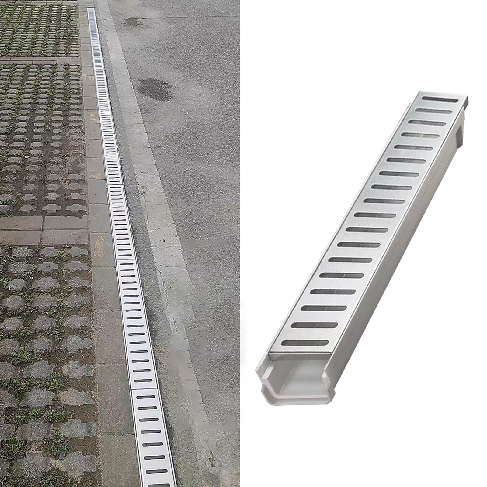 Drenaje lineal de 10 cm con rejilla de acero inoxidable 304 para agua de lluvia exterior