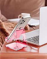 Vista 7 de TOPGO Acrylic Cell Phone Stand, Clear Phone Holder for Office Desk, Vanity, Kitchen Counter, Bedside Table, Compatible with iPhone 17 16 15 14 13 12