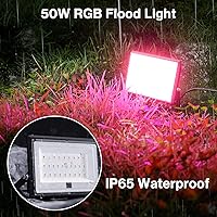 Vista 6 de Luz de inundación LED de 50 W para exteriores, luces de inundación RGB blancas cálidas de 2700 K con control remoto, luces exteriores que cambian