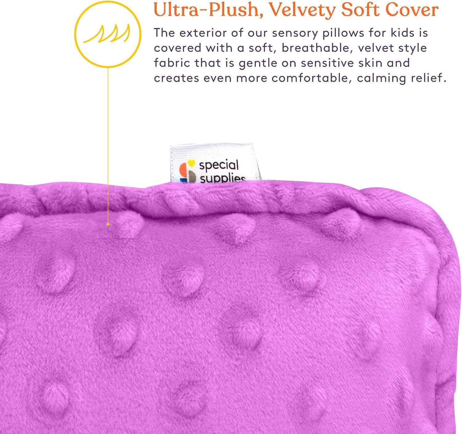 Special Supplies Vibrating Pillow Sensory Pressure Activated Calm for Kids and Adults, 12” x 12” Plush Minky Soft Cover with Textured Therapy Stimulation Bumps, Purple : Health & Household
