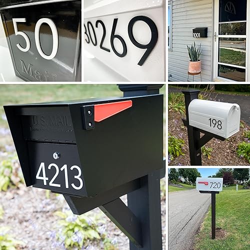 Miniatura 4 de Discovered Designs Número de buzón de acrílico 3D individual de alta calidad, autoadhesivo, de larga duración, resistente a la intemperie, fabricado