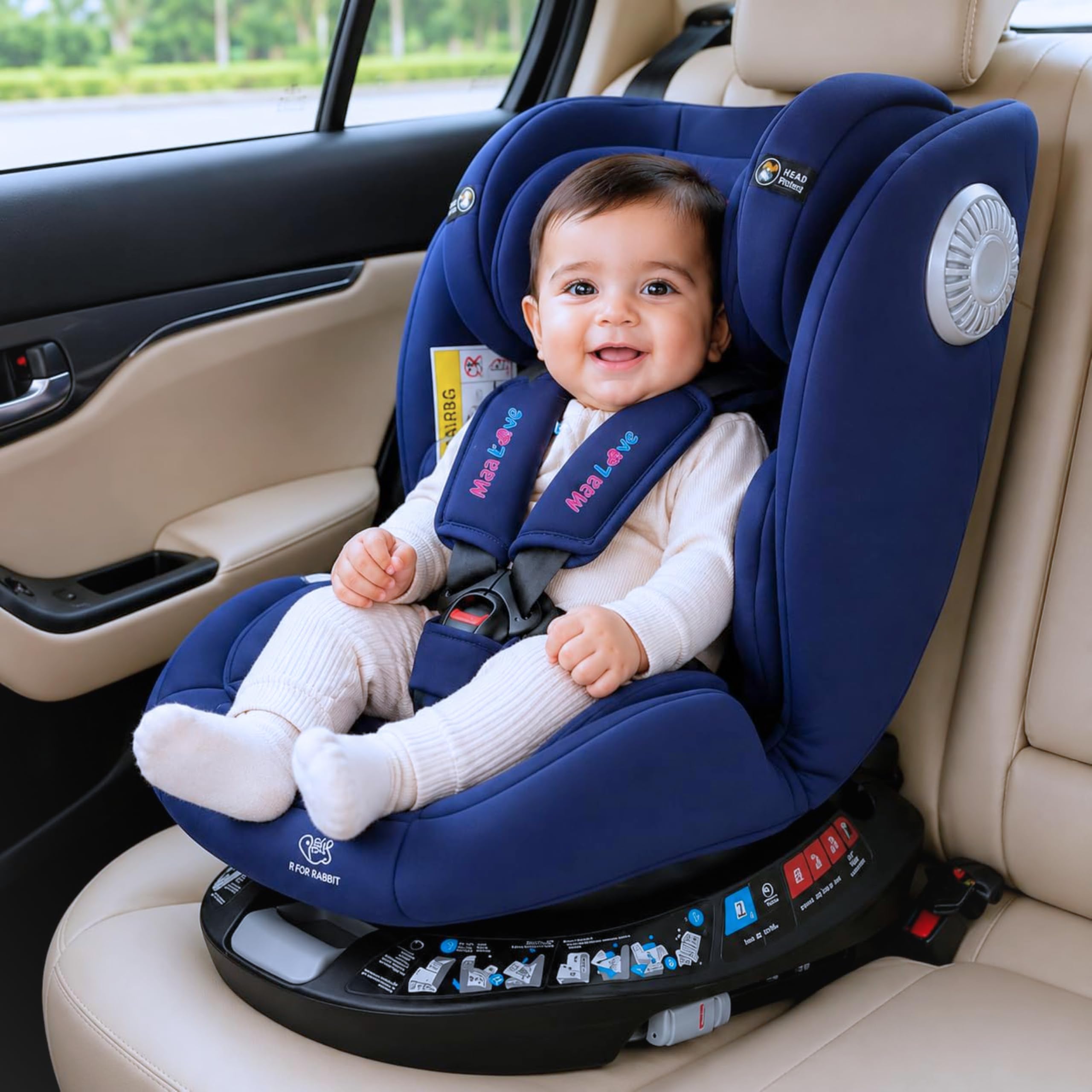 SafeRide 360° Rotating Baby Car Seat with ISOFIX, 0–12 Years (0–36 kg), Rear & Forward Facing, Side Impact Protection, 5-Point Safety Harness, Adjustable Recline & Headrest (Blue)-image-19