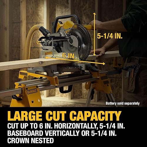 Miniatura 8 de DEWALT Sierra ingletadora fija de doble bisel de 20V MAX XR de 10 pulgadas (solo herramienta) (DCS714B)