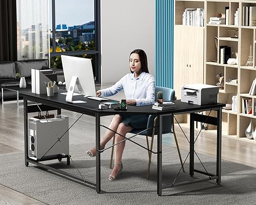 Miniatura 36 de Coleshome - Escritorio gaming en forma de L de 66 pulgadas, con toma de corriente, con soporte para CPU, escritorio esquinero para computadora, para