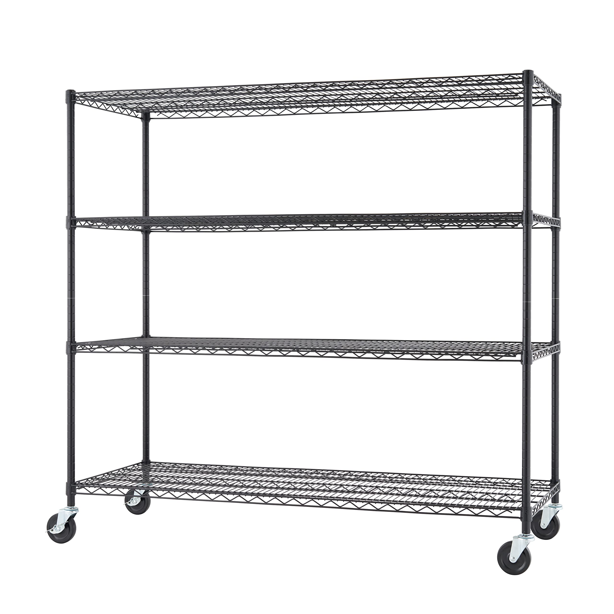 Trinity Basics 4-Tier Adjustable Wire Shelving with Wheels for Kitchen Organization, Garage Storage, Laundry Room, NSF Certified, 600 to 1800 Pound