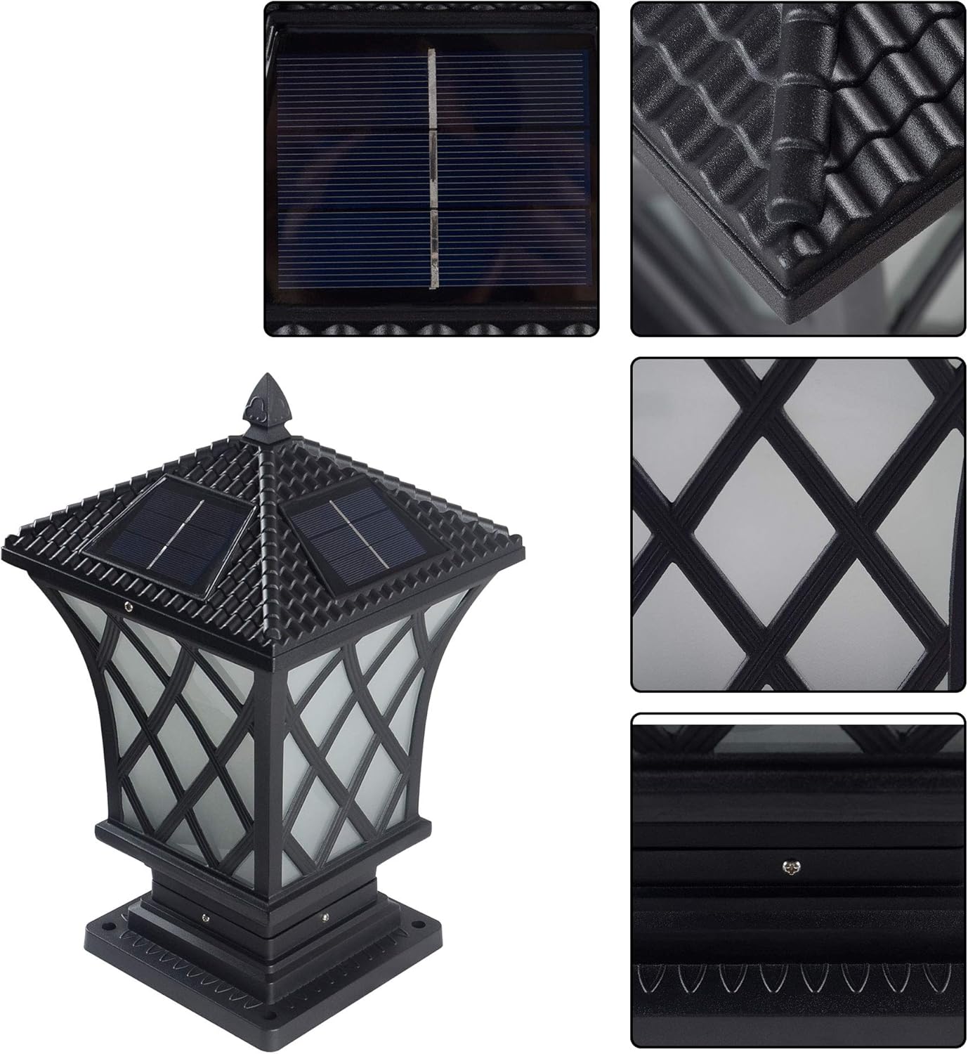 Kendal Large Outdoor Solar Powered LED Light Lamp (Black-8406)