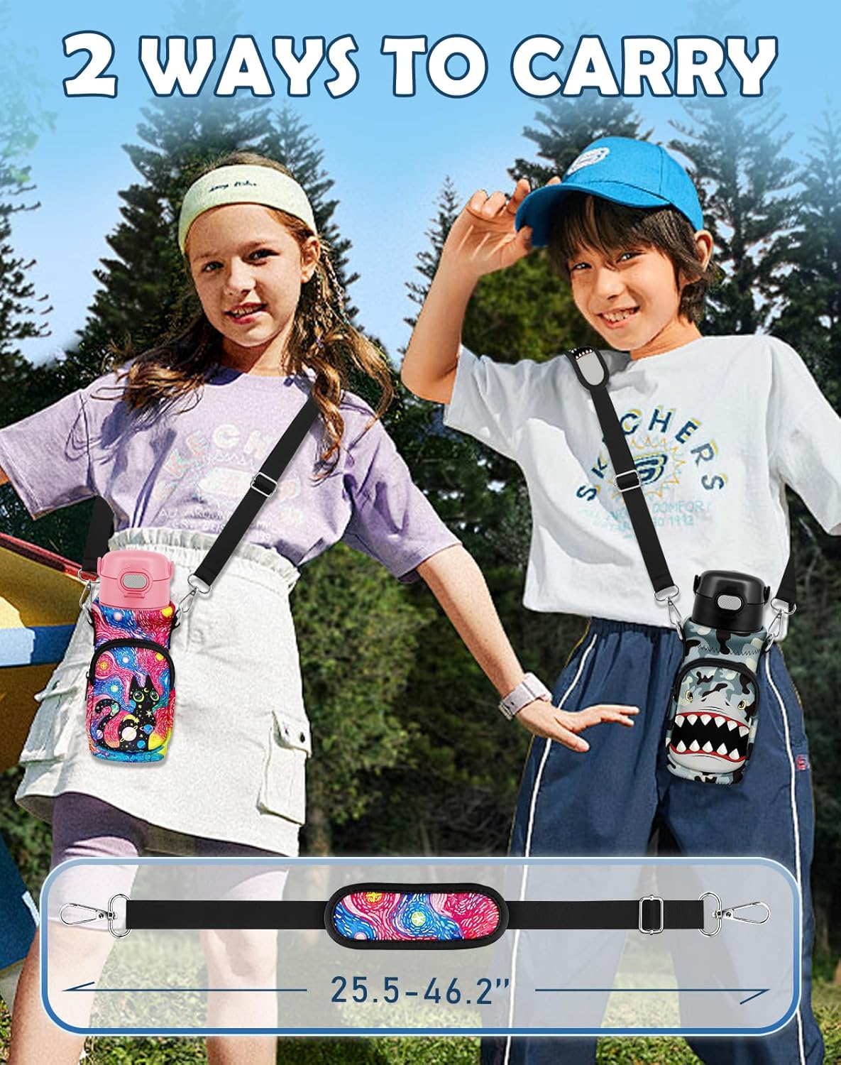 Water Bottle Carrier with Strap - Insulated Neoprene Water Bottle Holder Bag with Pocket for 14-20 oz - Image 5