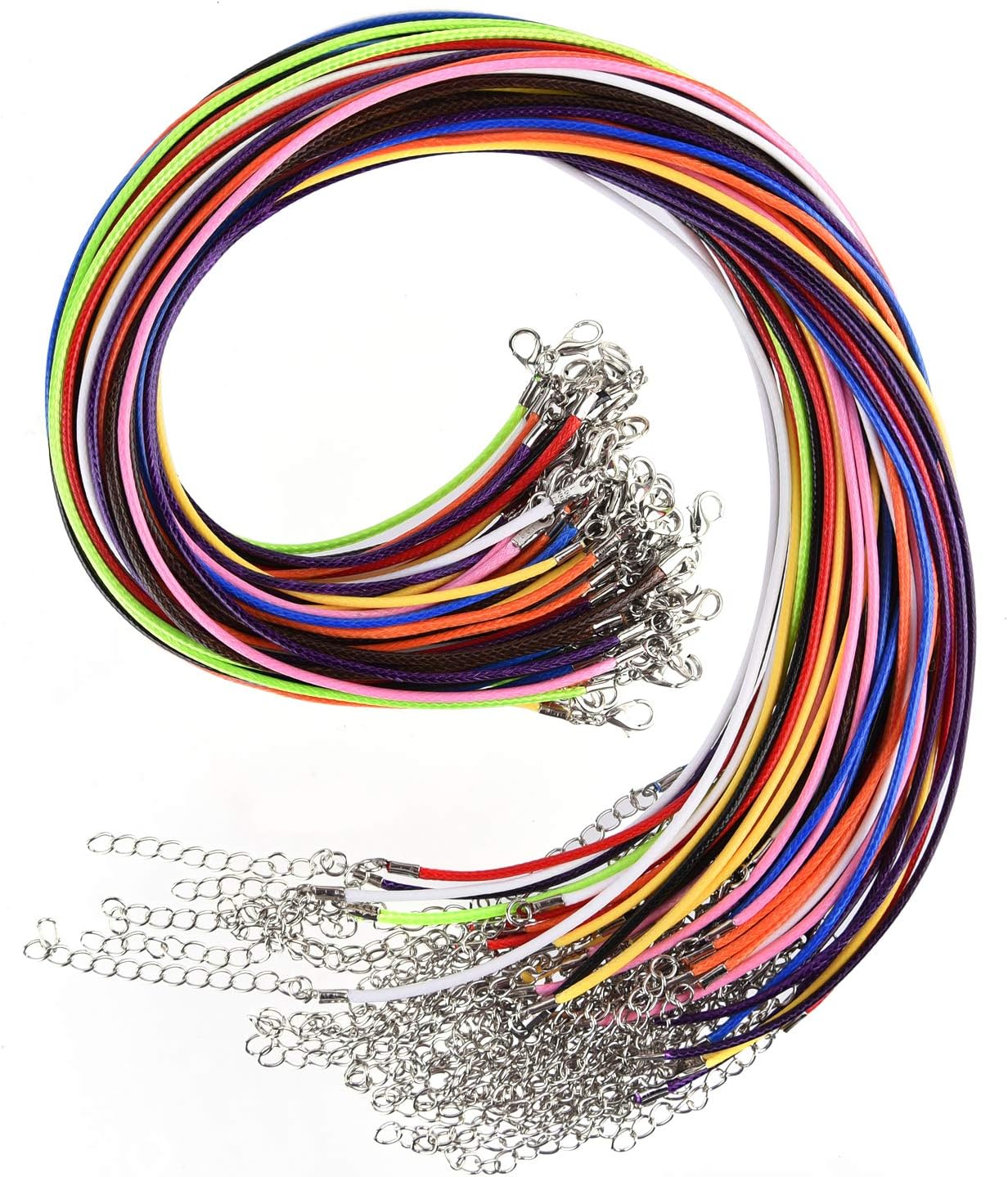 TUPARKA 60 Pcs 10 Colors Necklace Cord 2mm Waxed Necklace Cord with Clasp Necklace String for DIY Bracelet Necklace Jewelry Making
