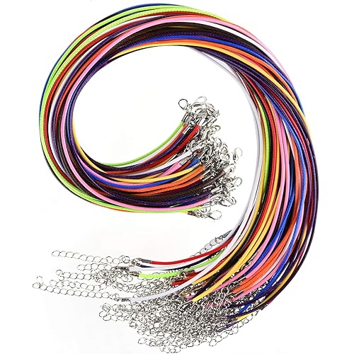 TUPARKA 60 Pcs 10 Colors Necklace Cord 2mm Waxed Necklace Cord with Clasp Necklace String for DIY Bracelet Necklace Jewelry Making