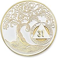 Vista 232 de Medallón AA de 5 años – Árbol de la Vida trenzado chapado en oro AA Chip de recuperación – morado