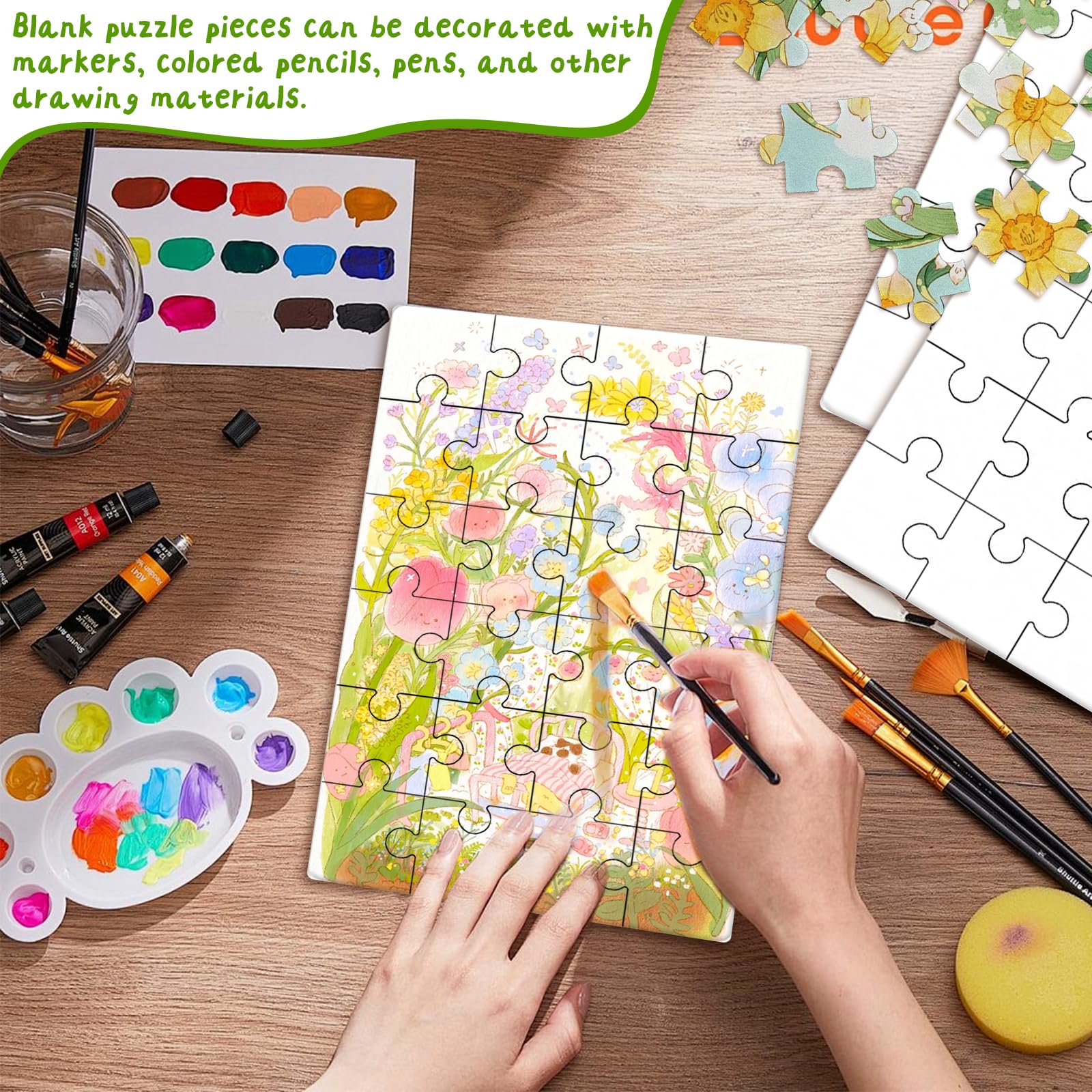 10 Pezzi Puzzle Vuoto, Puzzle Vuoti da Personalizzare, Bianca Puzzles di Cartone Vuoto, Facile da Colorare, 15 X 10 CM, 35 Pezzi per Foglio, per Bambini, Ai Giochi Educativi, Alla Pittura