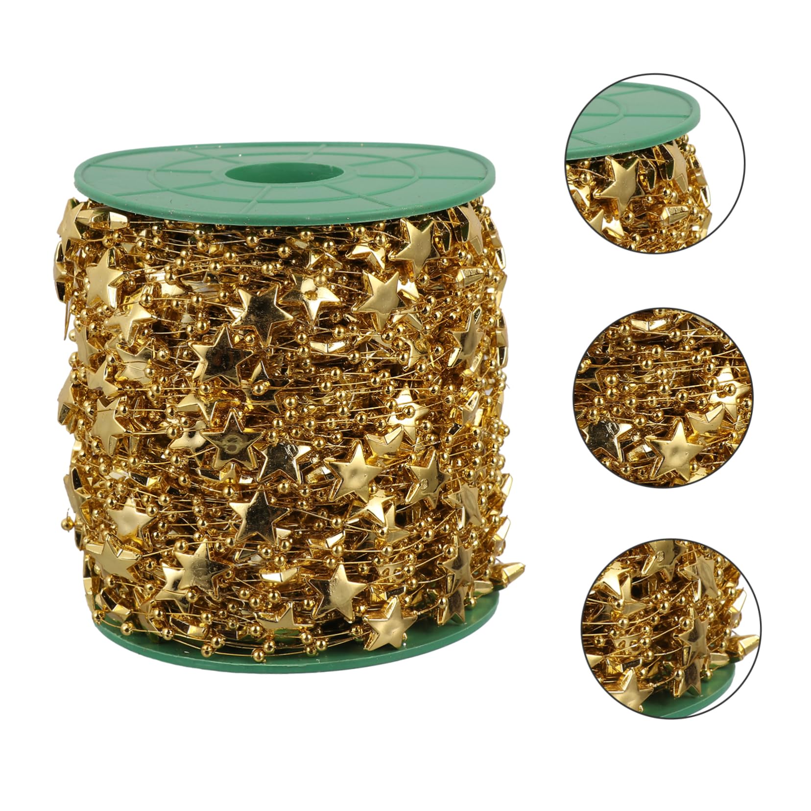 VILLCASE Pentagramm-perlenkette Strassperlen Weihnachtsbänder Zum Basteln Weihnachtsperlenbesatz Hochzeitsperlenkette Weihnachtsgeschenkverpackungsband Strumpffüller Acryl Golden