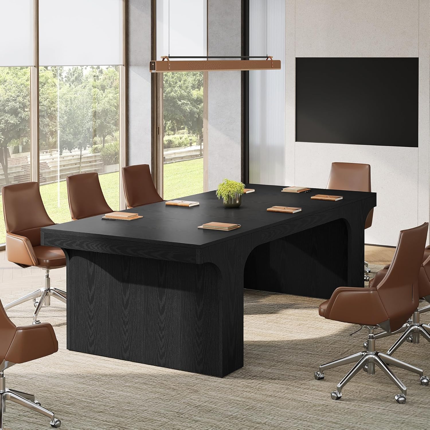 Tribesigns 70.87" W x 31.5" D Executive Conference Table for 6-8, Large Office Meeting Table, Simple Computer Writing Desk Workstation for Meeting Room, Boardroom, Black