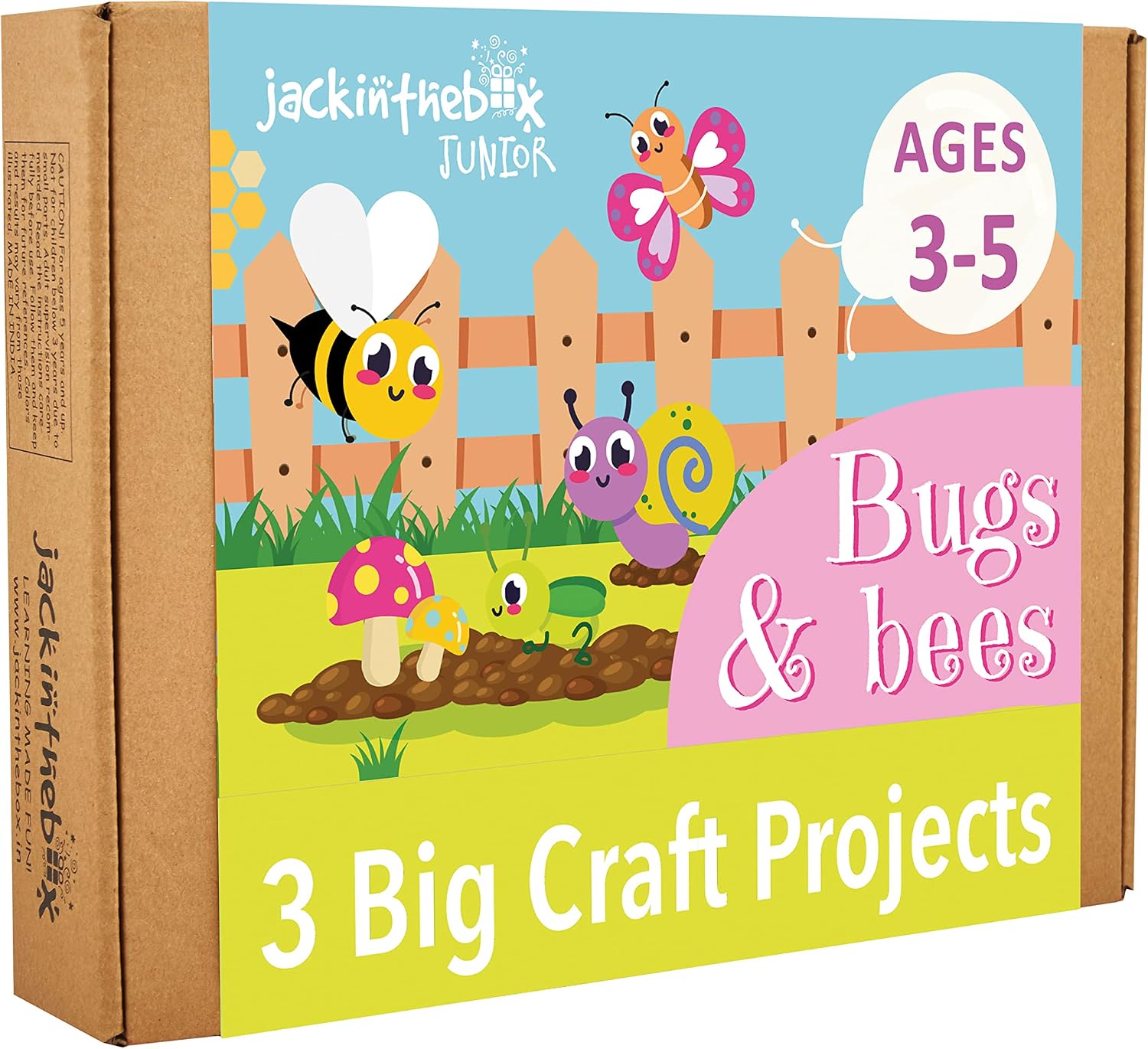 jackinthebox Junior. - Bugs and Bees Themed Art and Craft kit | 3-in-1 Craft Kit | Best Gift for Girls and Boys Ages 3 4 5 Years