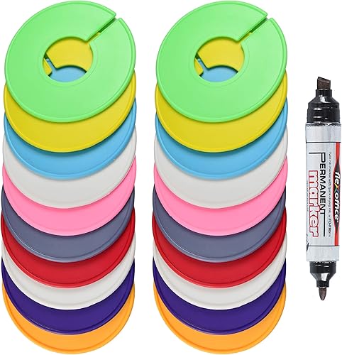 Miniatura 9 de AMT - Paquete de 50 separadores de armario, separadores de ropa, separadores redondos de tamaño de ropa para armarios con marcador de doble extremo