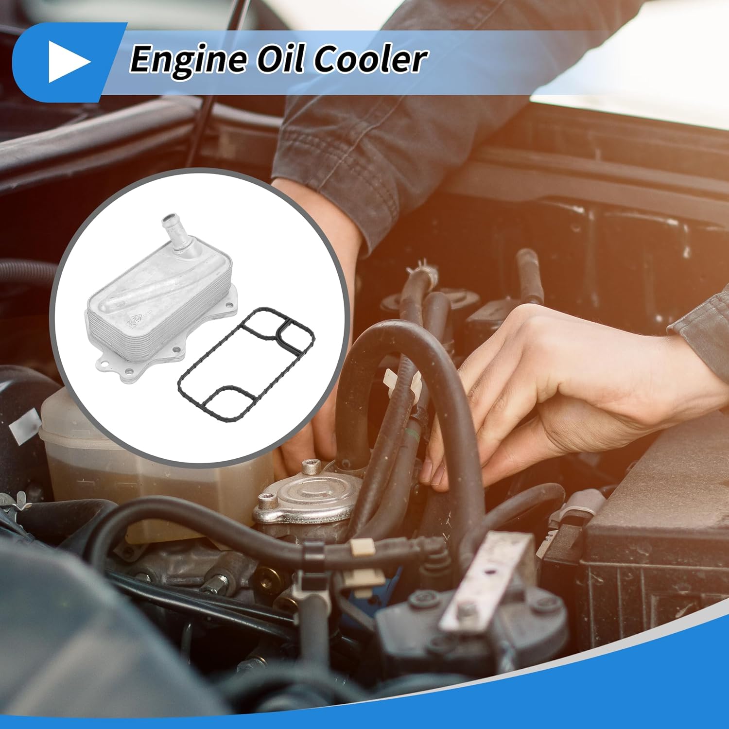 Engine Oil Cooler for Jeep WK2 Series Grand Cherokee L4 2.0L 2022-2024 Transmission Oil Cooler Trans Cooler Washer No.5048312AB Aluminum Alloy 1 Set