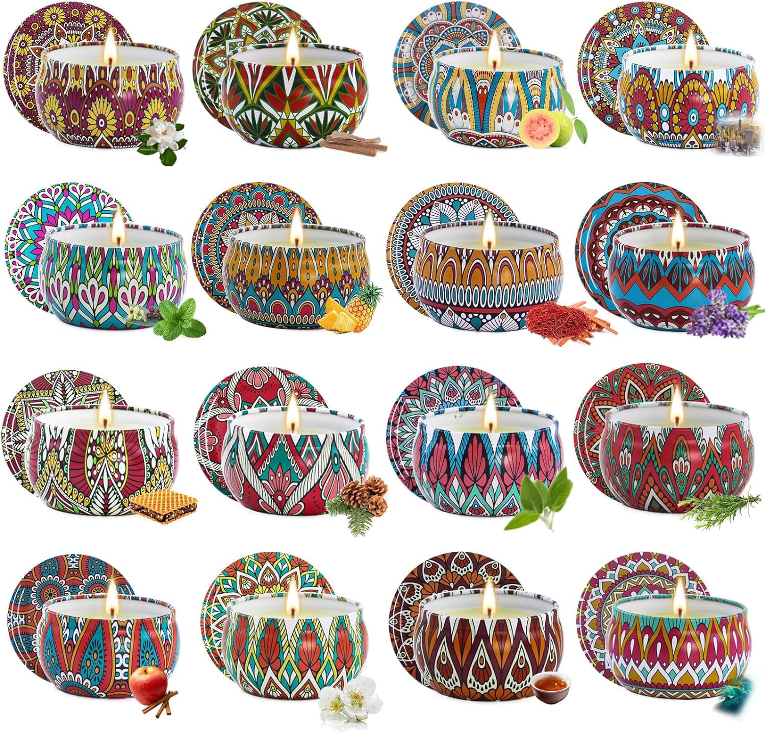 16 Piezas Velas Perfumadas Regalos Originales, Velas Aromáticas Cera de Soja Velas Decorativas para Cumpleaños,Navidad Regalo, Regalo de Velas Regalos Mujer yoga Cumpleaños, Valentín Aniversarios